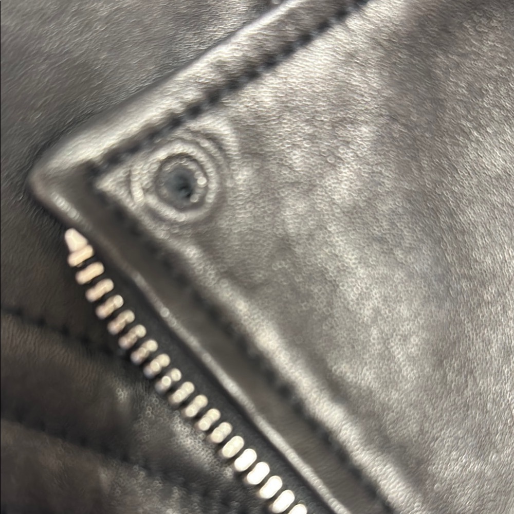 Michael Kors Black Leather Jacket Asymmetrical Design - Picture 5 of 12